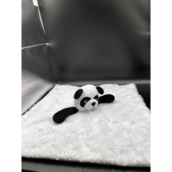 Okie Dokie Panda Plush Baby Security Blanket Lovey Black White Swirl 13” Plush - Picture 1 of 10